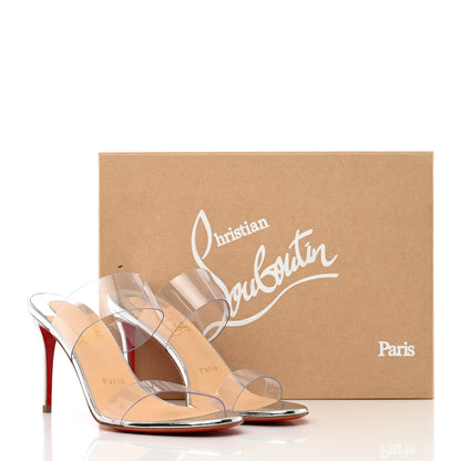 Christian Louboutin Metallic Patent PVC Just Nothing 85 Slide Sandals 38 Silver 11 of 11