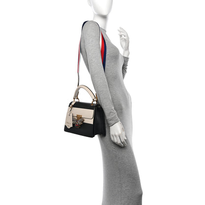 Gucci Calfskin Sylvie Web Small Queen Margaret Top Handle Bag Black White 2 of 13
