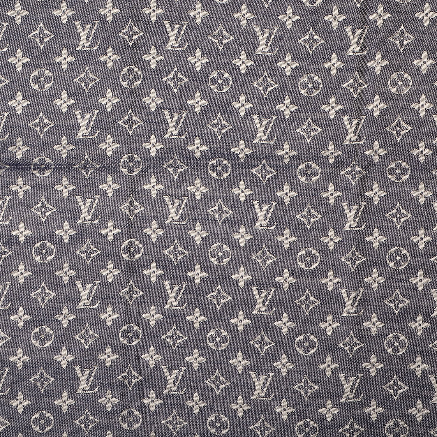 Louis Vuitton Wool Silk Monogram Denim Shawl Blue 4 of 5