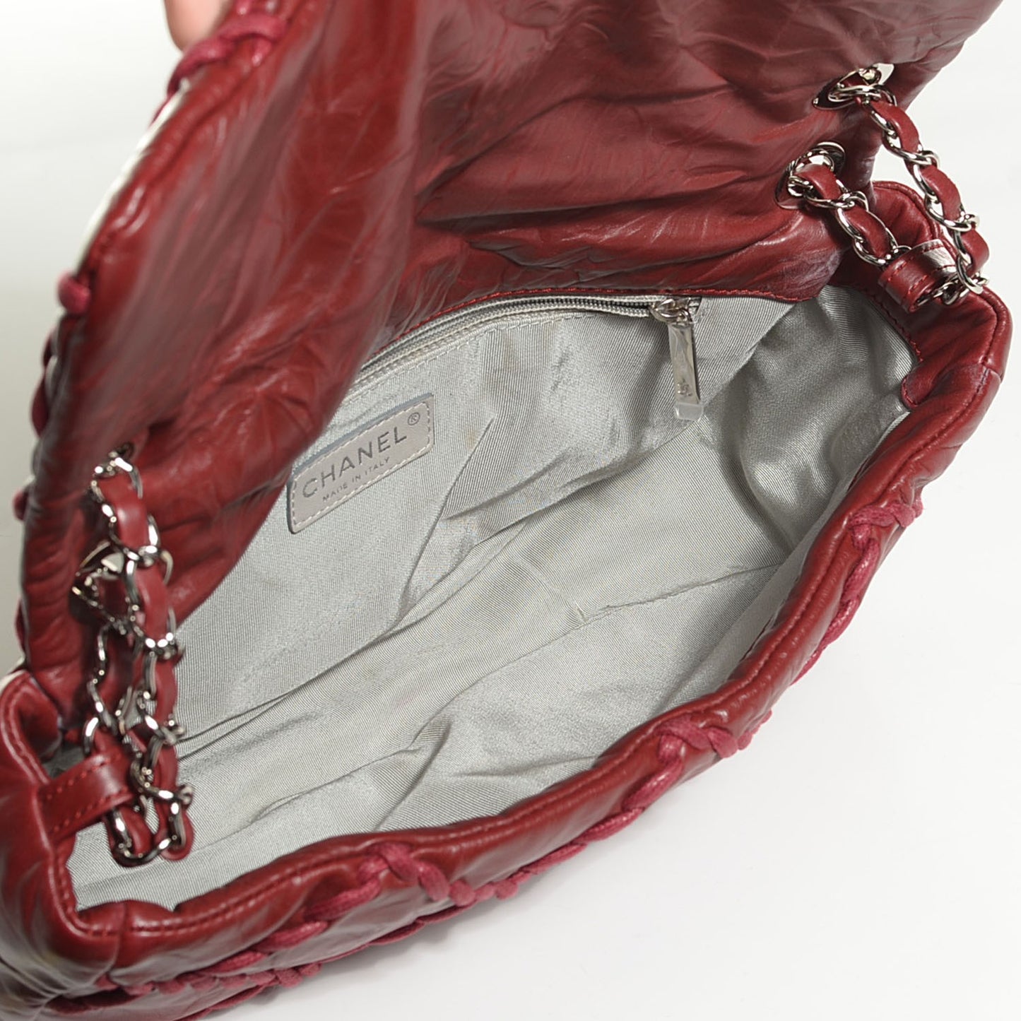 Calfskin Medium Ultra Stitch Flap Dark Red