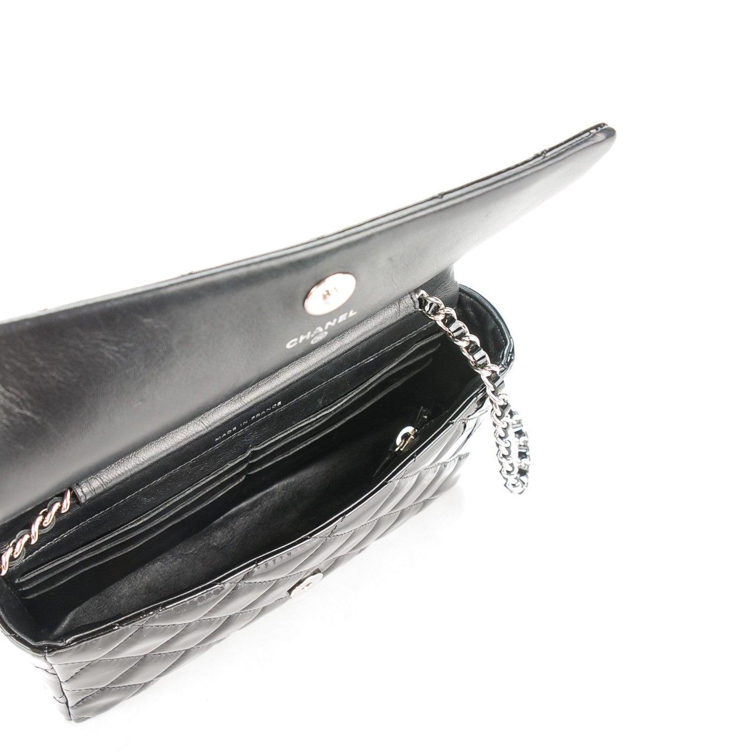 Chanel Patent Quilted Brilliant Wallet On Chain WOC Black 5 of 8