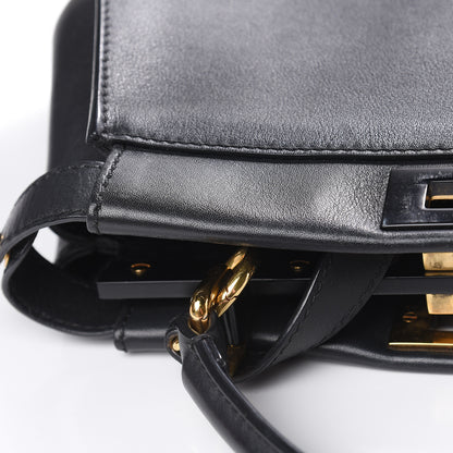 Fendi Vitello Seta Shiny Nappa Medium Peekaboo Iconic Satchel Black 10 of 22