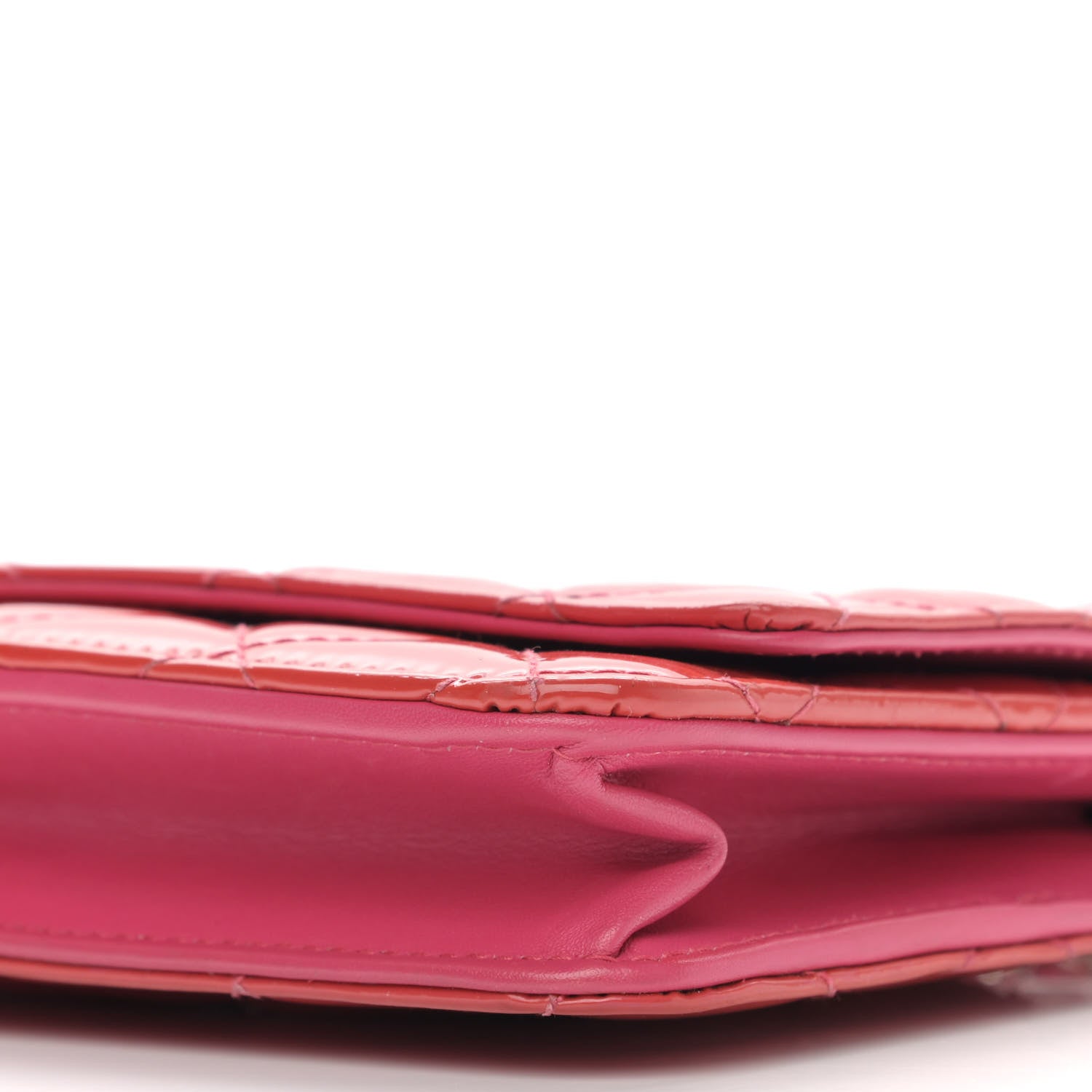 Chanel Patent Calfskin Quilted Wallet On Chain WOC Pink 11 of 12