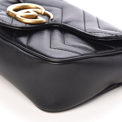 Gucci Calfskin Matelasse Super Mini GG Marmont Shoulder Bag Black 9 of 11