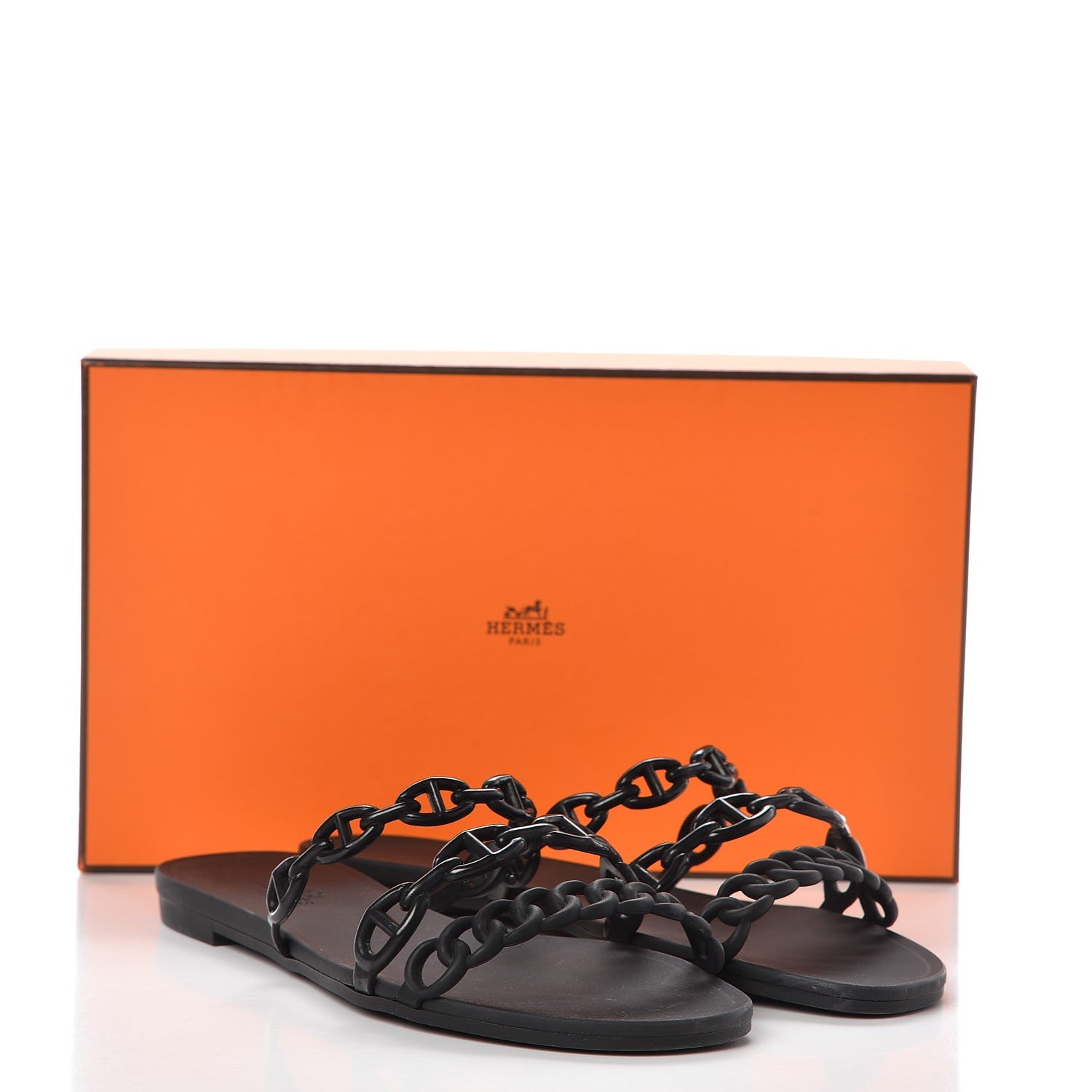 Hermes Rubber Chaine d'Ancre Rivage Sandals 37 Black 8 of 8