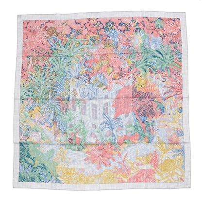Hermes Cashmere Silk Splash Park Shawl 140 Gris Chine Rose Vert 1 of 6
