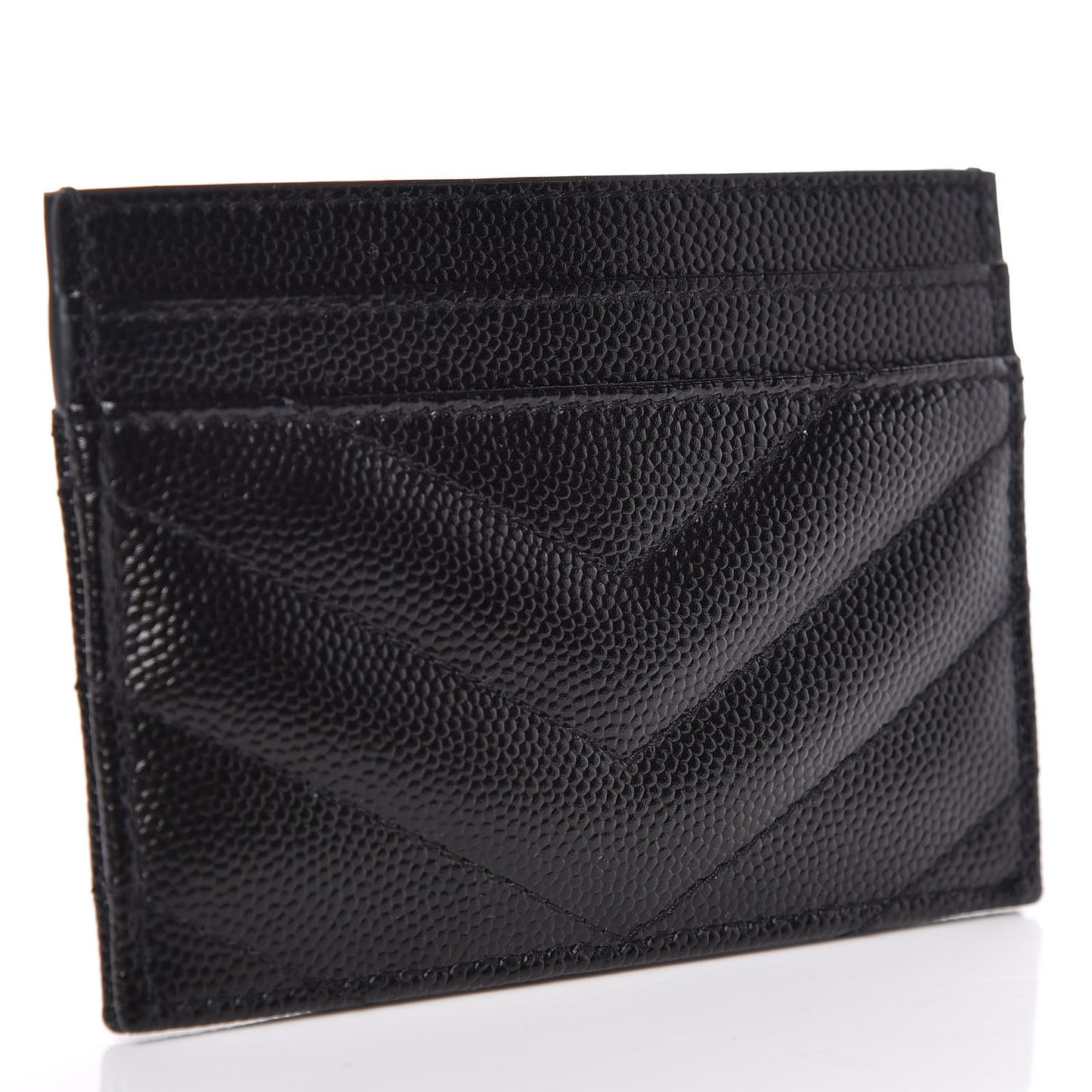 Grain De Poudre Matelasse Chevron Monogram Credit Card Case Black
