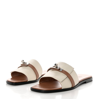 Hermes Calfskin Giulia Sandals 40 Beige Glaise Rose Perle 3 of 9