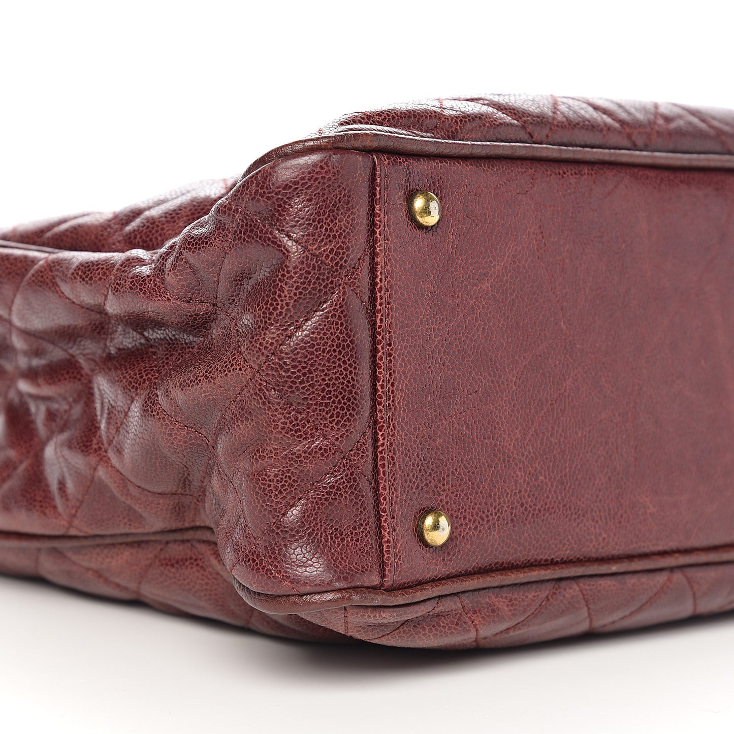 Glazed Caviar Quilted Small Shiva Tote Burgundy