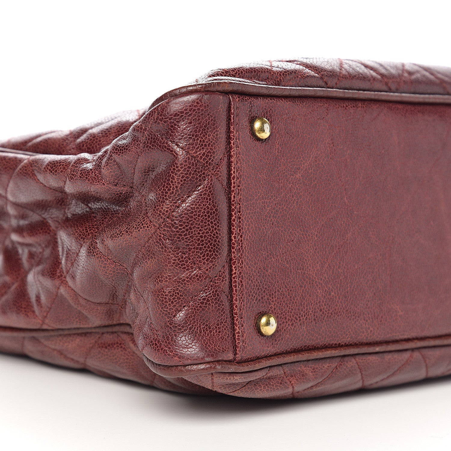 Chanel Glazed Caviar Quilted Small Shiva Tote Burgundy 9 of 11