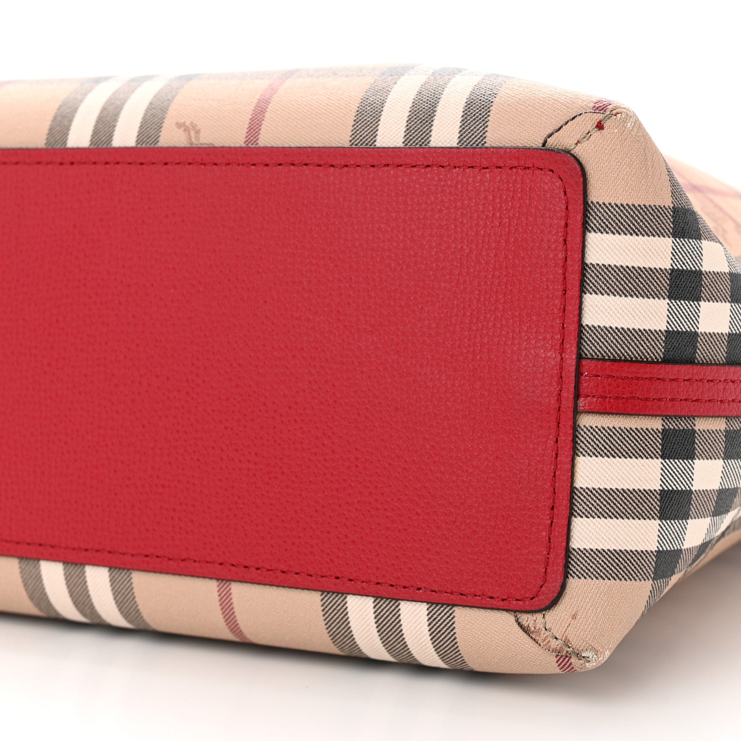 Burberry Grainy Calfskin Haymarket Check Medium Reversible Tote Red 9 of 11