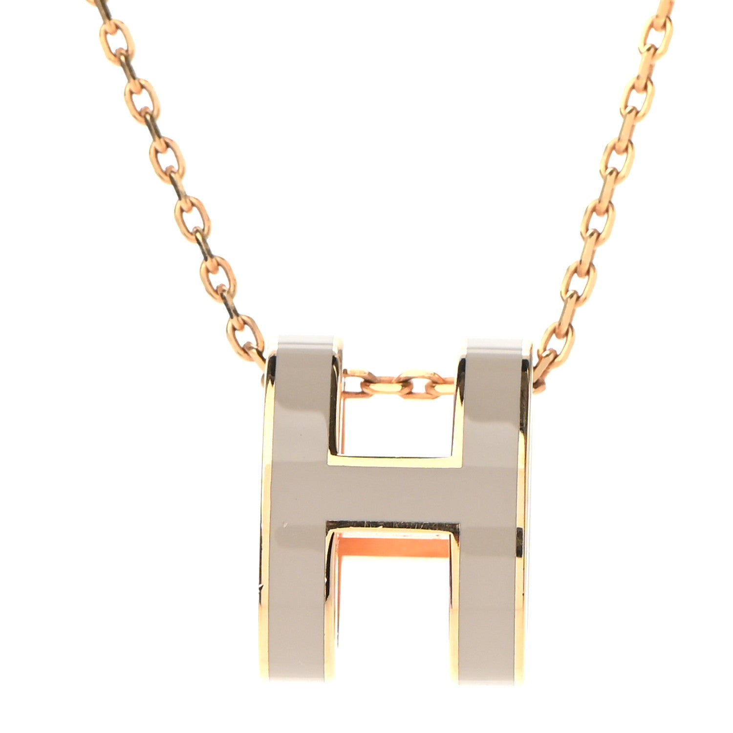 Hermes Lacquered Gold Pop H Pendant Necklace Marron Glace 4 of 7