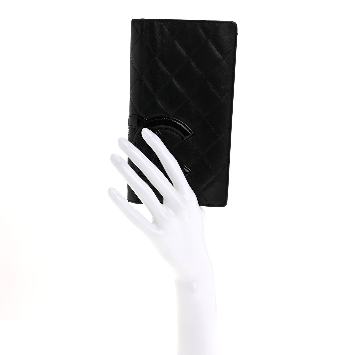 Calfskin Quilted Cambon Yen Wallet Black