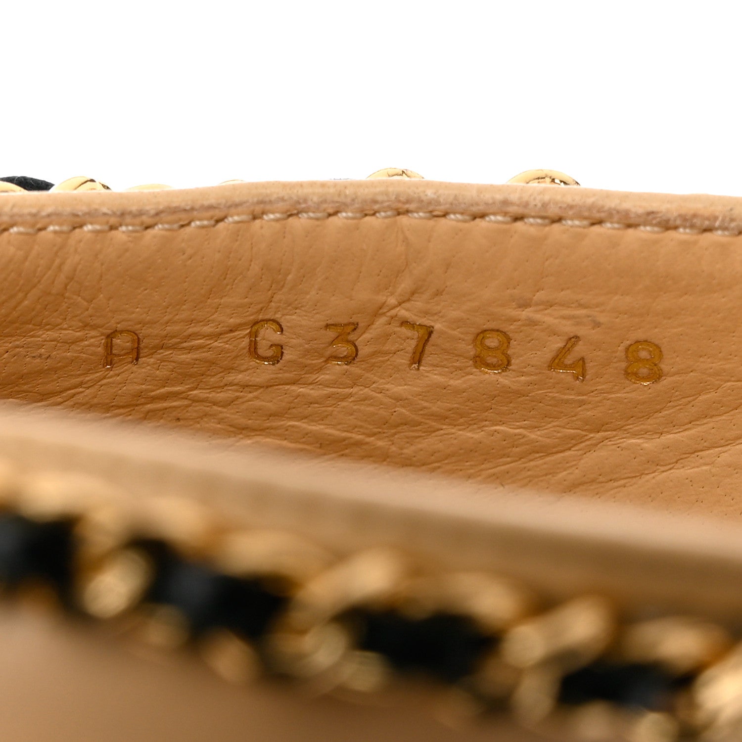 Chanel Lambskin Patent Cap Toe Chain Mule 38.5 Beige Black 6 of 9
