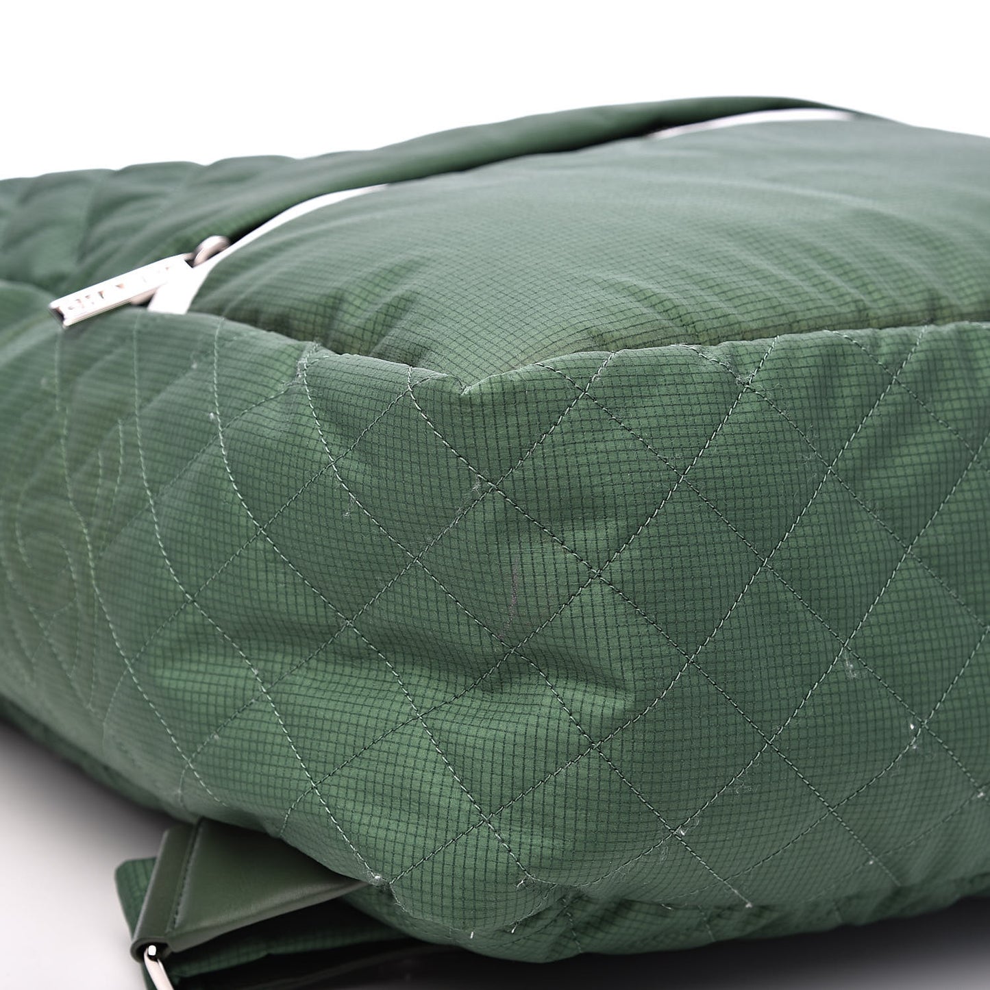 Nylon Quilted CC Backpack Green White