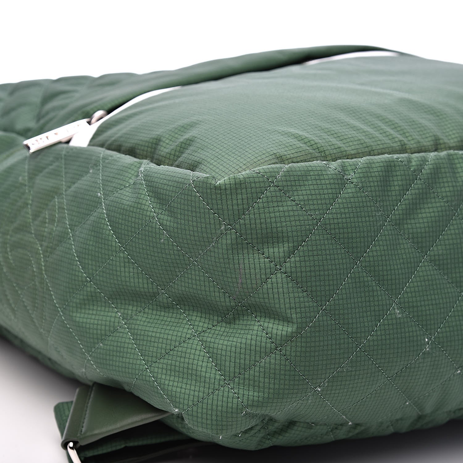 Chanel Nylon Quilted CC Backpack Green White 8 of 12