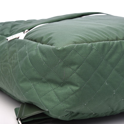 Chanel Nylon Quilted CC Backpack Green White 8 of 12