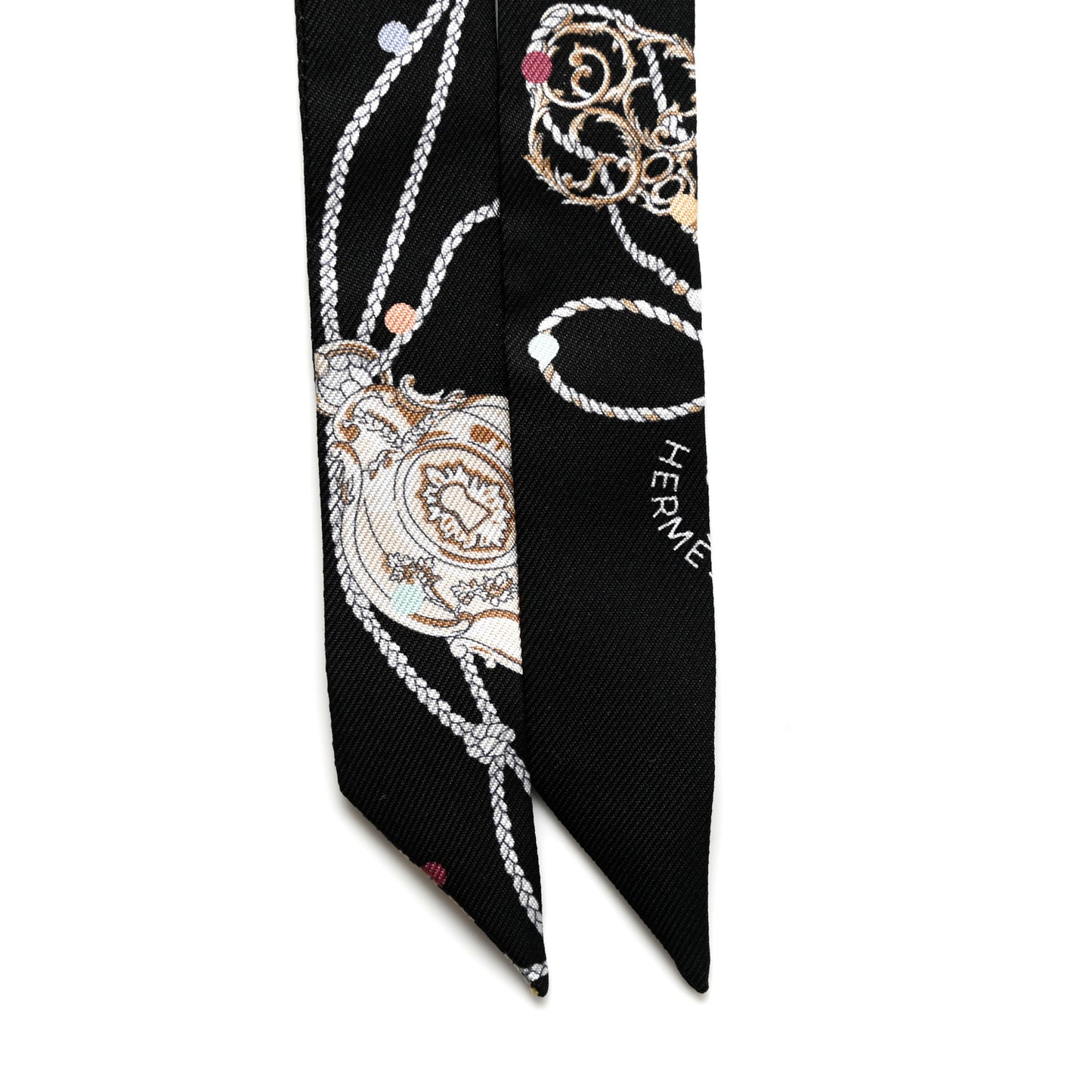 Silk Les Cles A Pois Doll Twilly Black Beige Rose