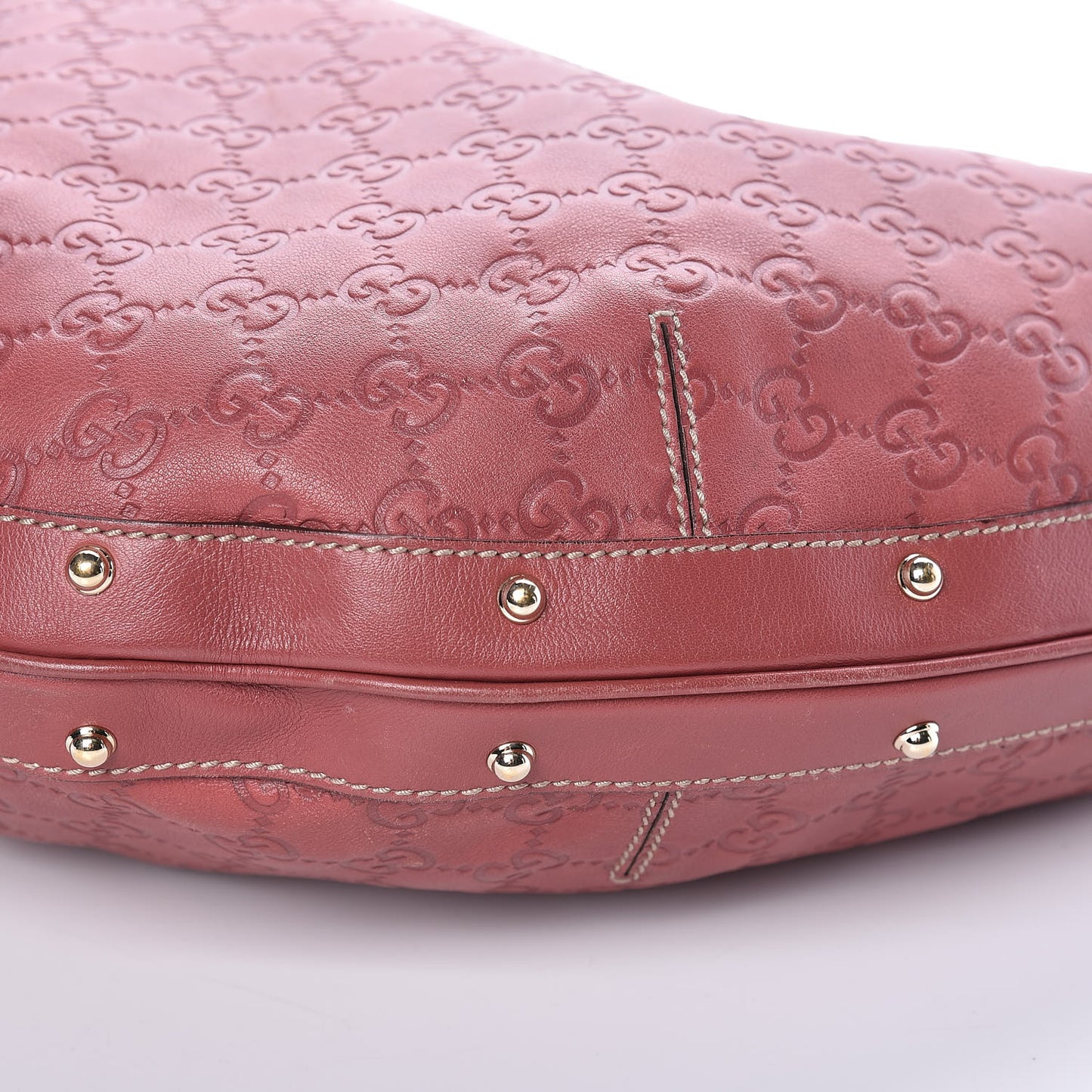 Guccissima Large Biba Studded Hobo Red