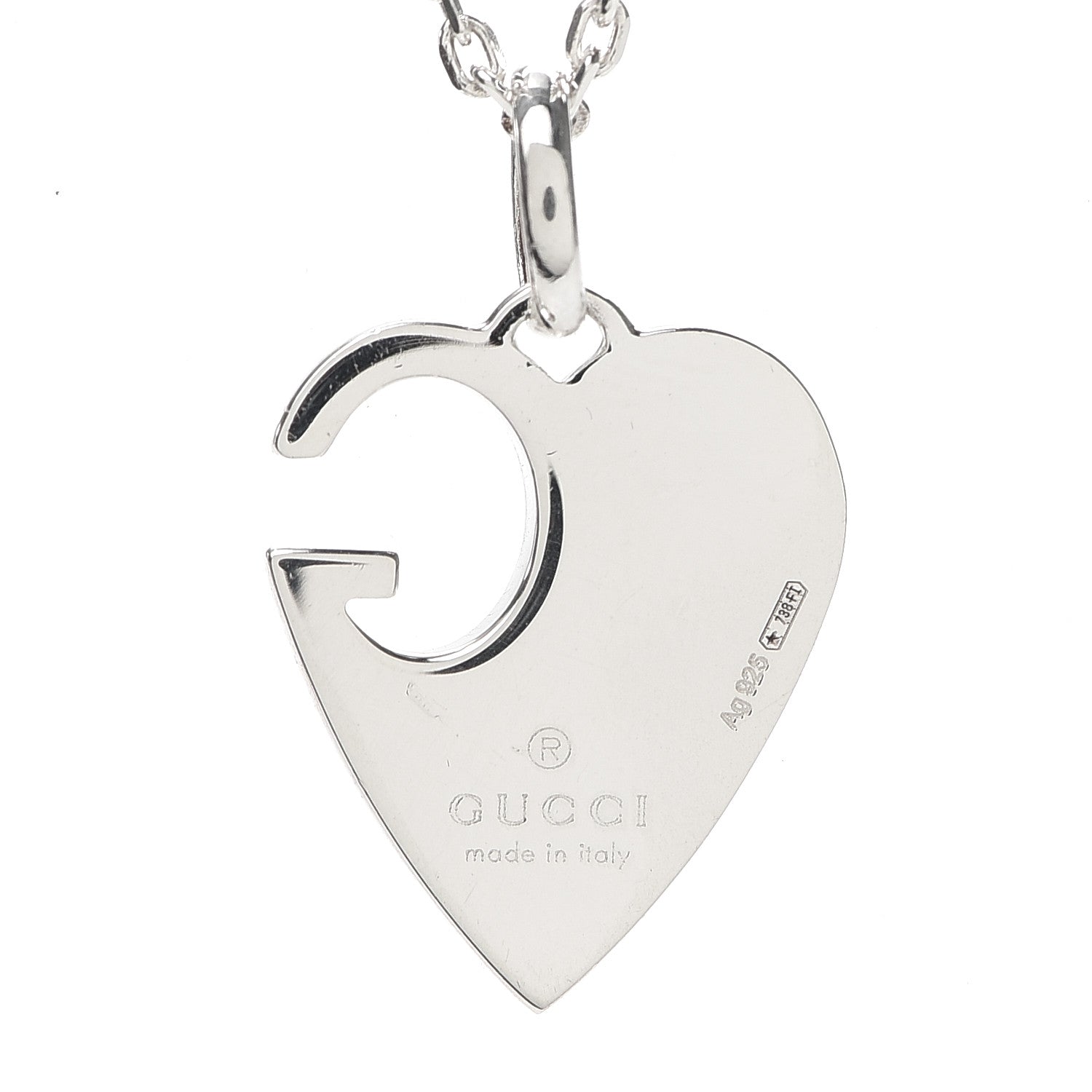 Gucci Sterling Silver Charlotte Cutout G Heart Pendant Necklace 5 of 6