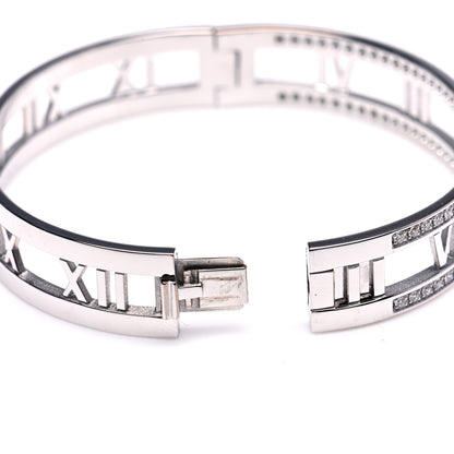 Tiffany 18K White Gold Diamond Atlas Open Hinged Bangle Bracelet 5 of 8