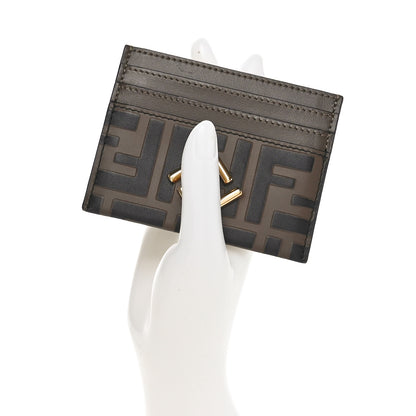 Fendi Vitello Ceylon Bi-Color FF 1974 Embossed FF Diamonds Card Holder Maya Black 2 of 7