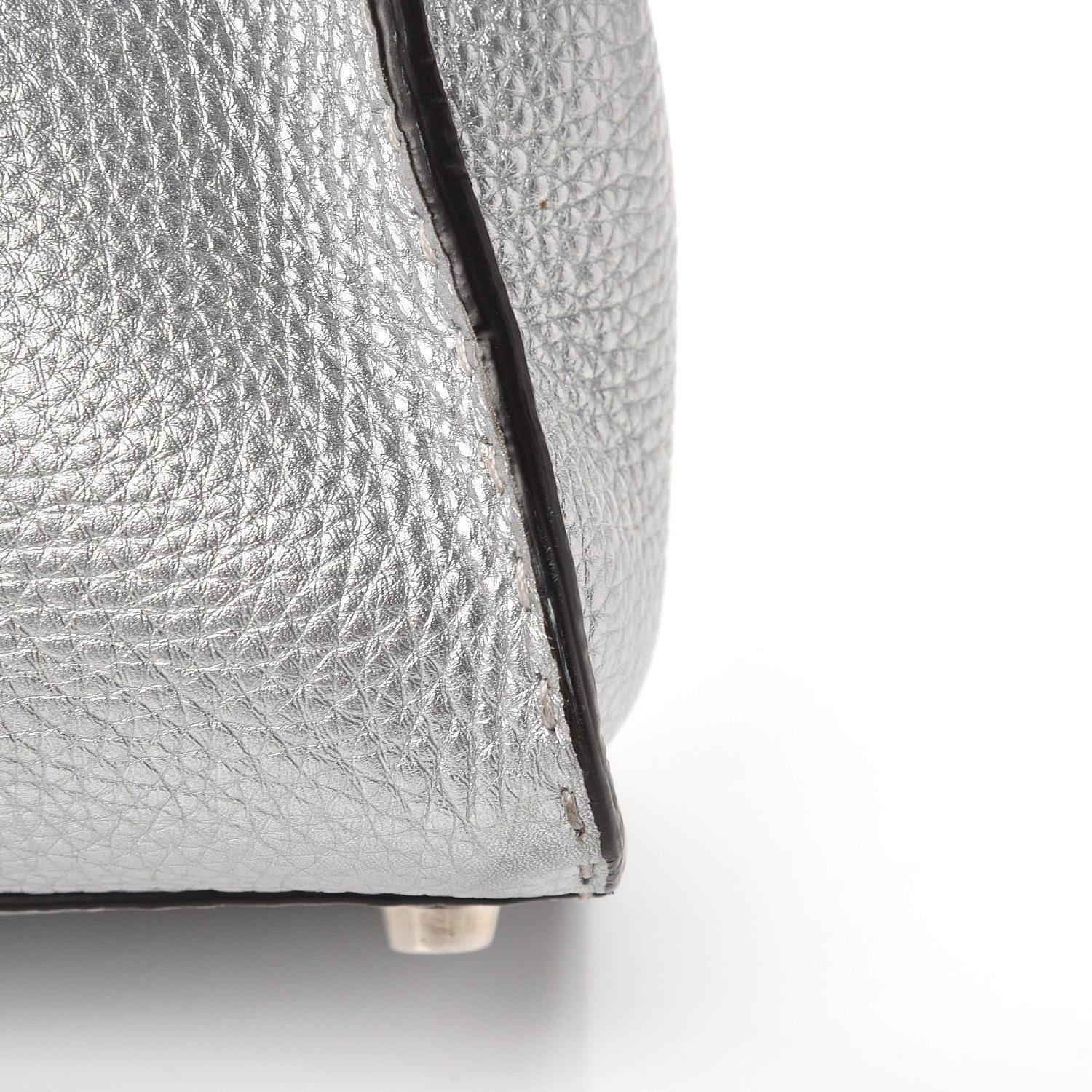 Fendi Cuoio Romano Lux Selleria Medium Peekaboo Iconic Satchel Argento 9 of 10