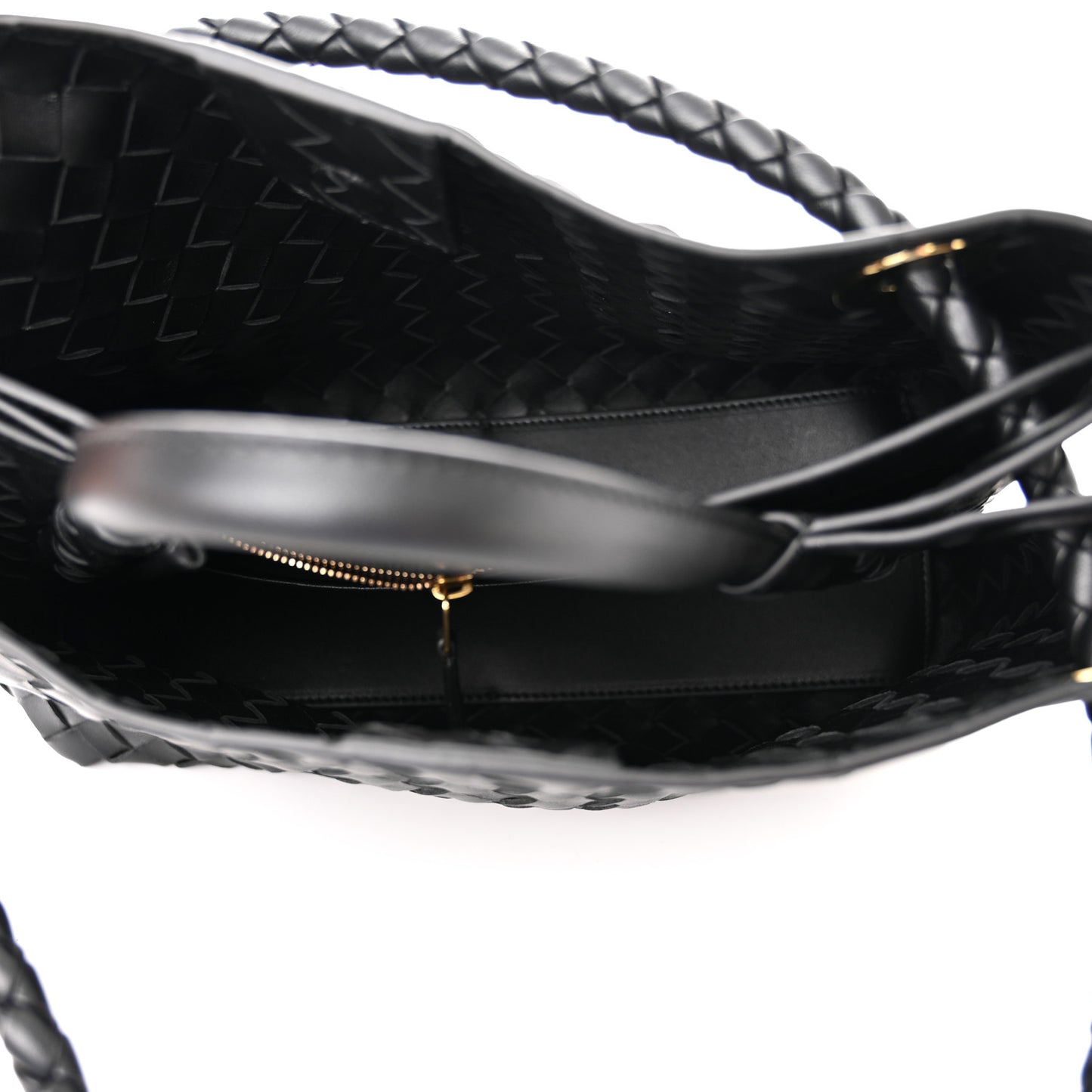 Nappa Intrecciato Medium Andiamo Shoulder Bag Black