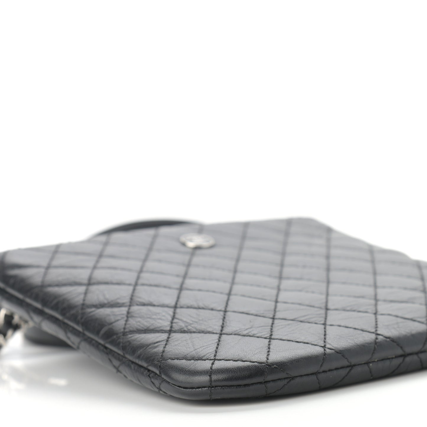 Aged Calfskin Quilted Crossbody Bag Black