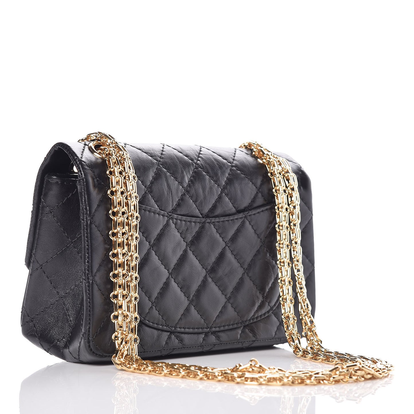 Aged Calfskin Quilted 2.55 Reissue Mini Flap Black