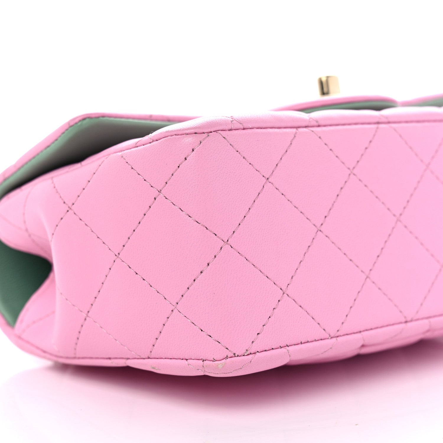 Chanel Lambskin Quilted Bi-Color Mini Top Handle Rectangular Flap Light Lilac Light Green 9 of 10