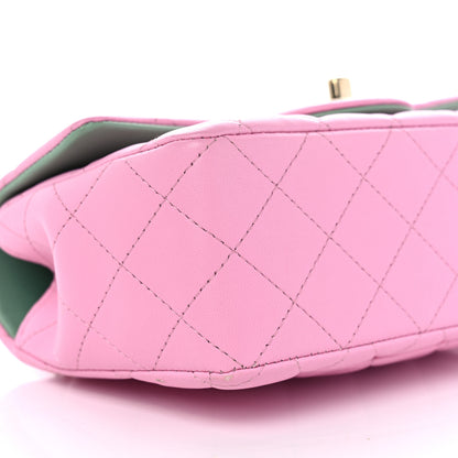 Chanel Lambskin Quilted Bi-Color Mini Top Handle Rectangular Flap Light Lilac Light Green 9 of 10