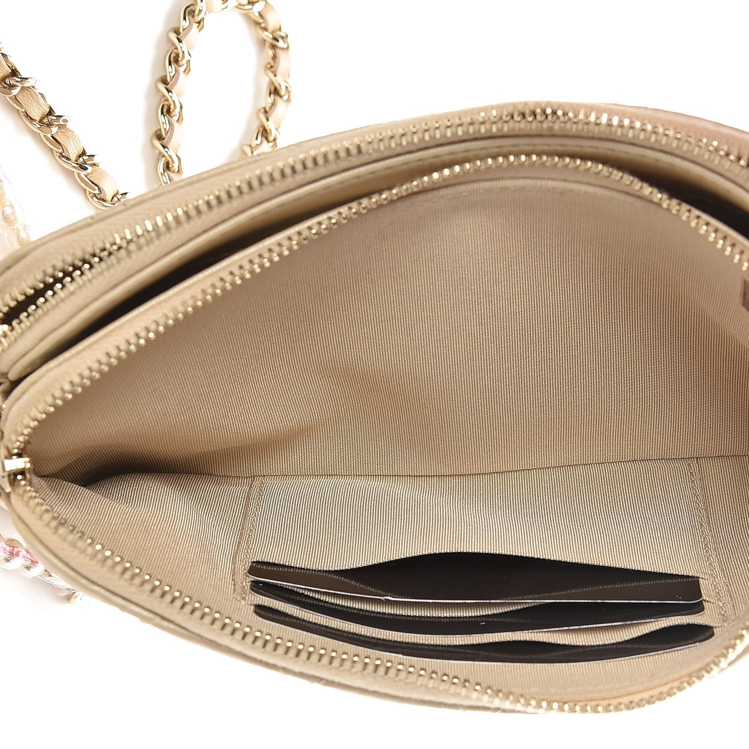 Chanel Iridescent Lambskin Quilted Pearl Clutch With Chain Beige 5 of 14