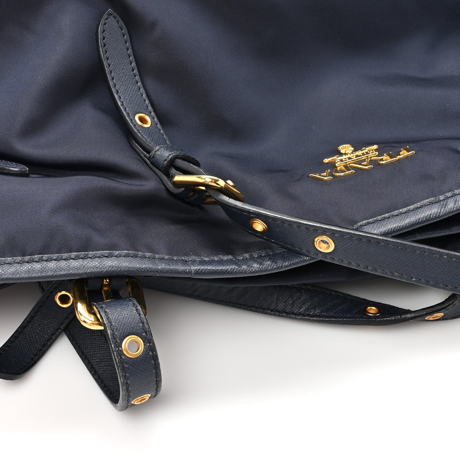 Prada Tessuto Nylon Saffiano Metal Shopping Tote Navy 11 of 17