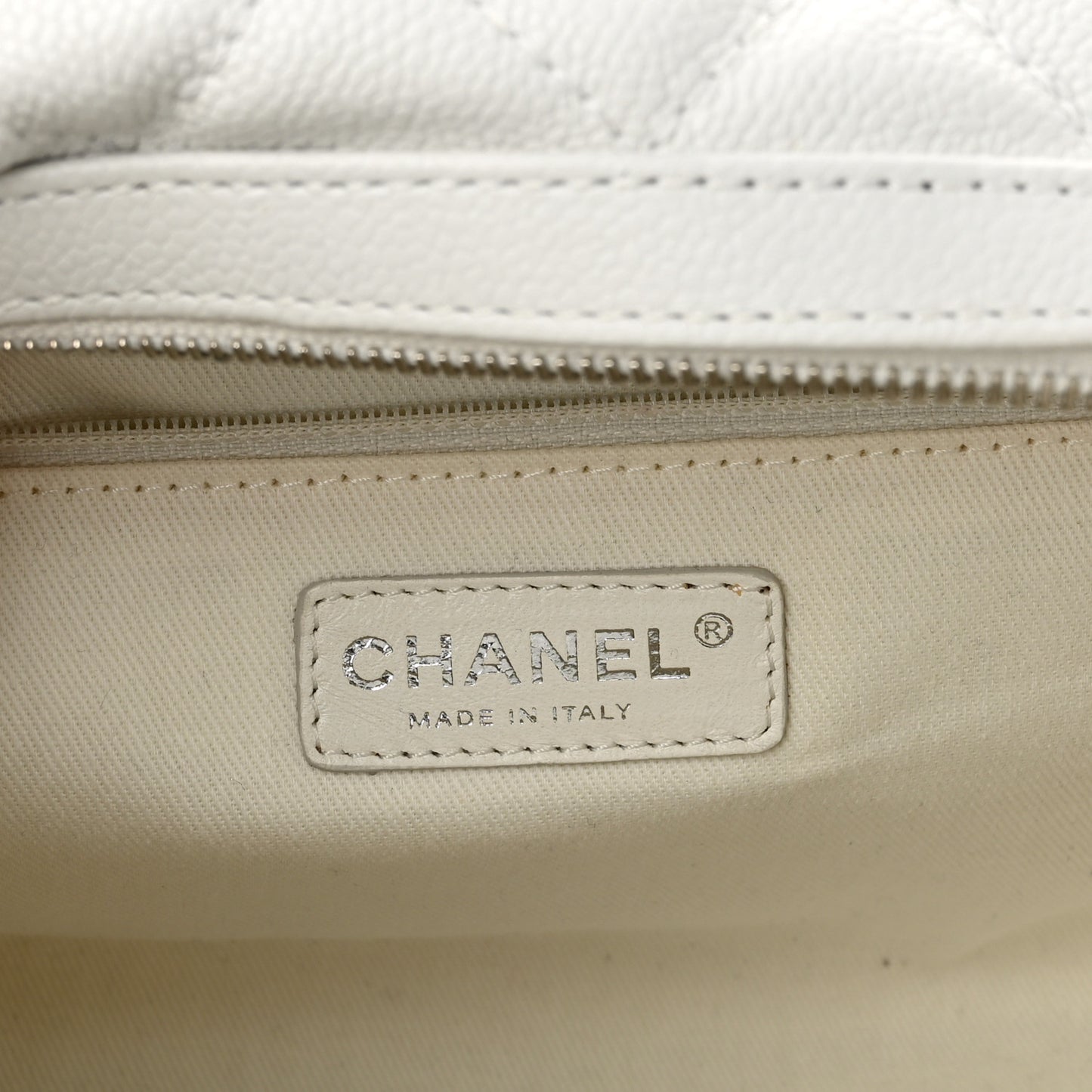 Caviar Quilted CC Timeless Bowler White
