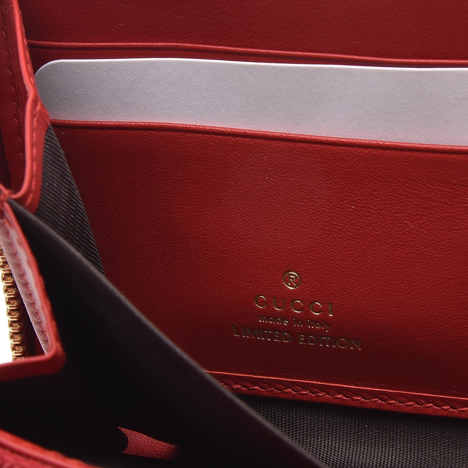 Gucci GG Supreme Monogram Kingsnake Heart Embroidered Zip Around Wallet Red 6 of 7