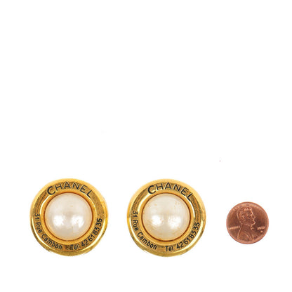 Chanel Pearl Rue Cambon Clip On Earrings Gold 2 of 4