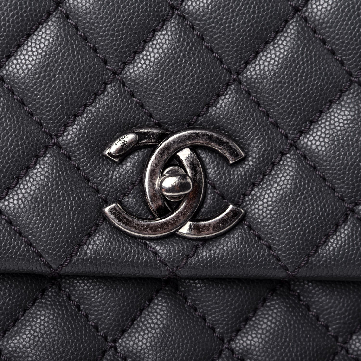 Chanel Caviar Lizard Quilted Medium Coco Handle Flap Grey 9 of 12