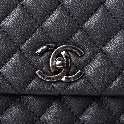 Chanel Caviar Lizard Quilted Medium Coco Handle Flap Grey 9 of 12