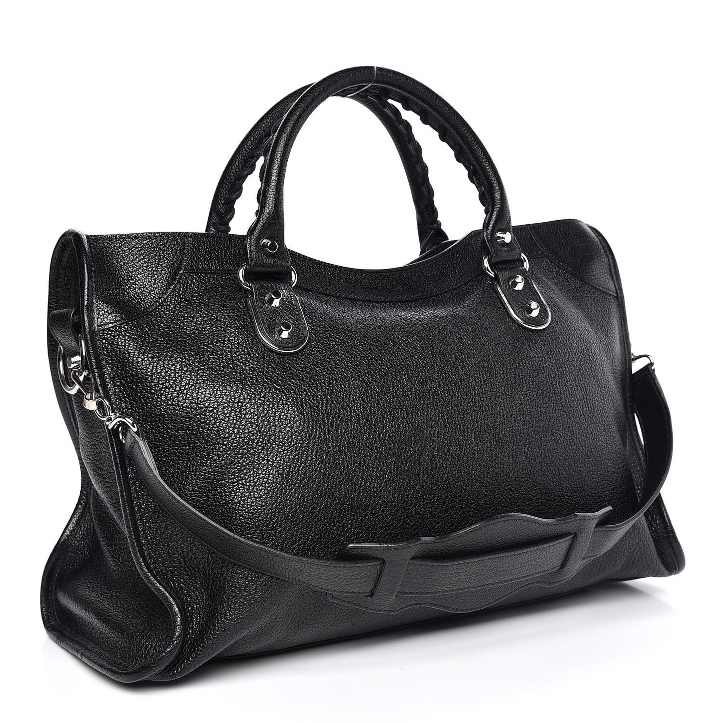 Chevre Silver Metallic Edge Hardware City Black