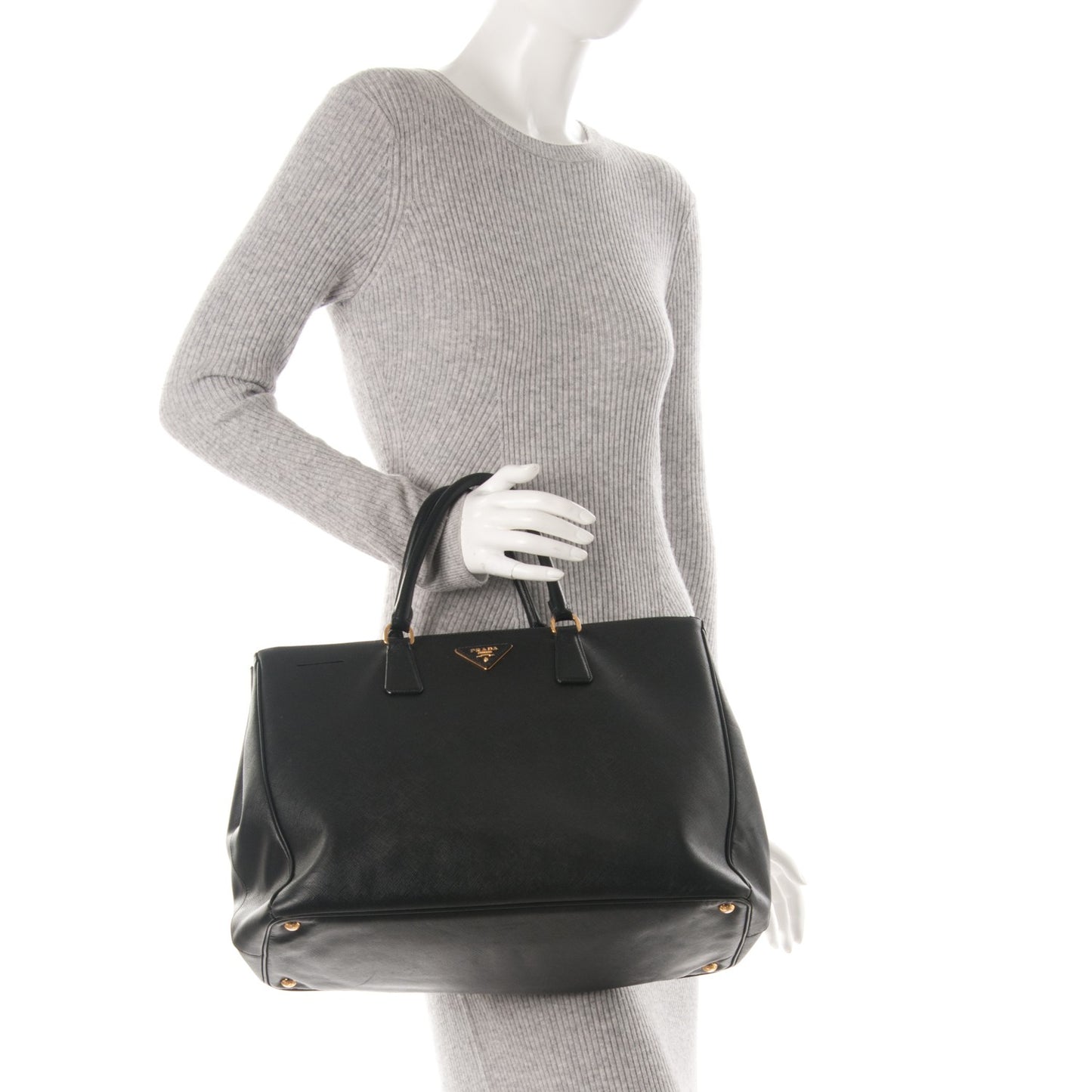 Saffiano Lux Extra Large Galleria Double Zip Tote Black