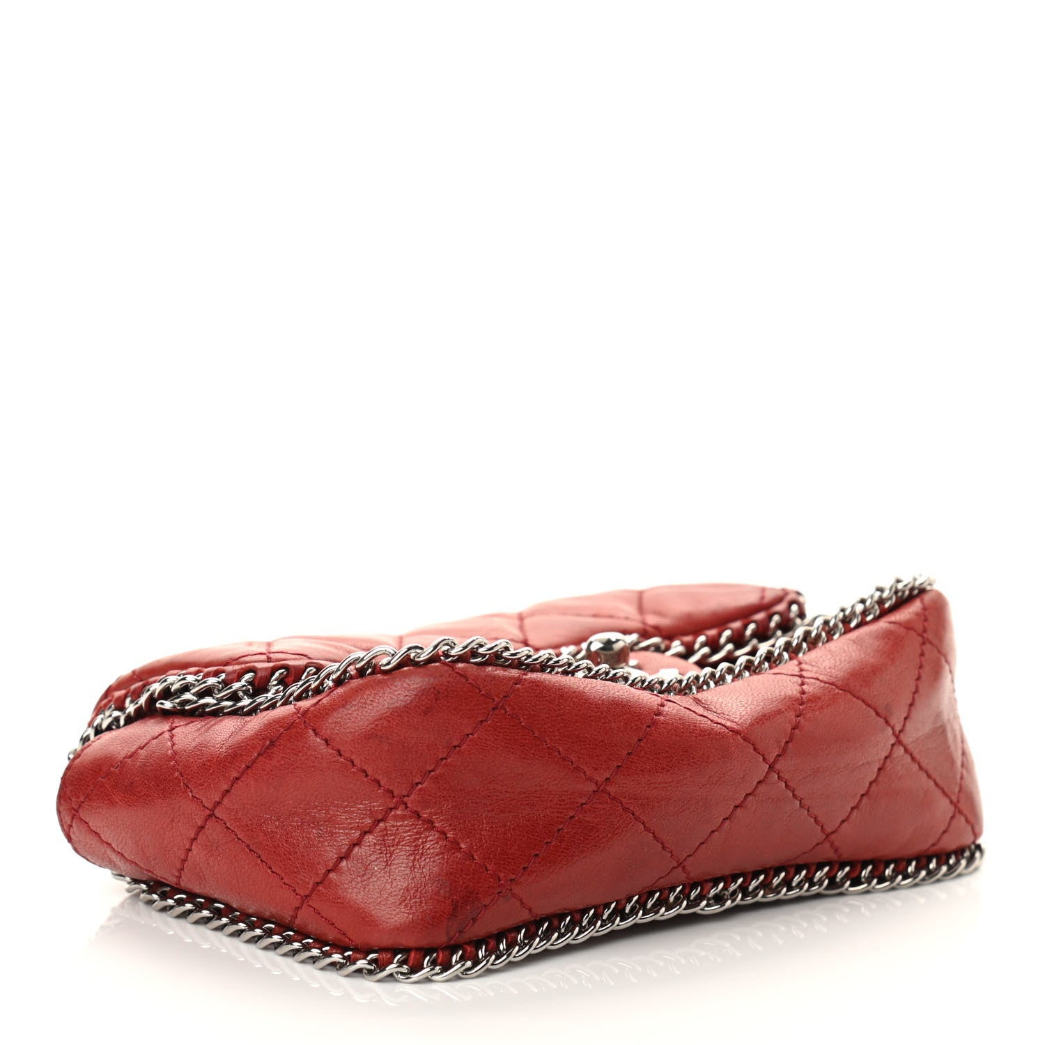 Chanel Lambskin Quilted Madison Chain Trim Micro Mini Square Flap Dark Red 4 of 10