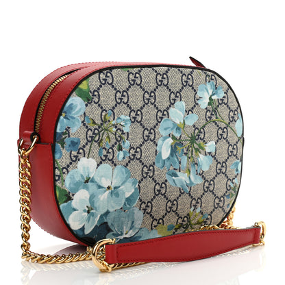 Gucci GG Supreme Monogram Blooms Mini Chain Shoulder Bag Beige Blue Navy Hibiscus Red 3 of 10