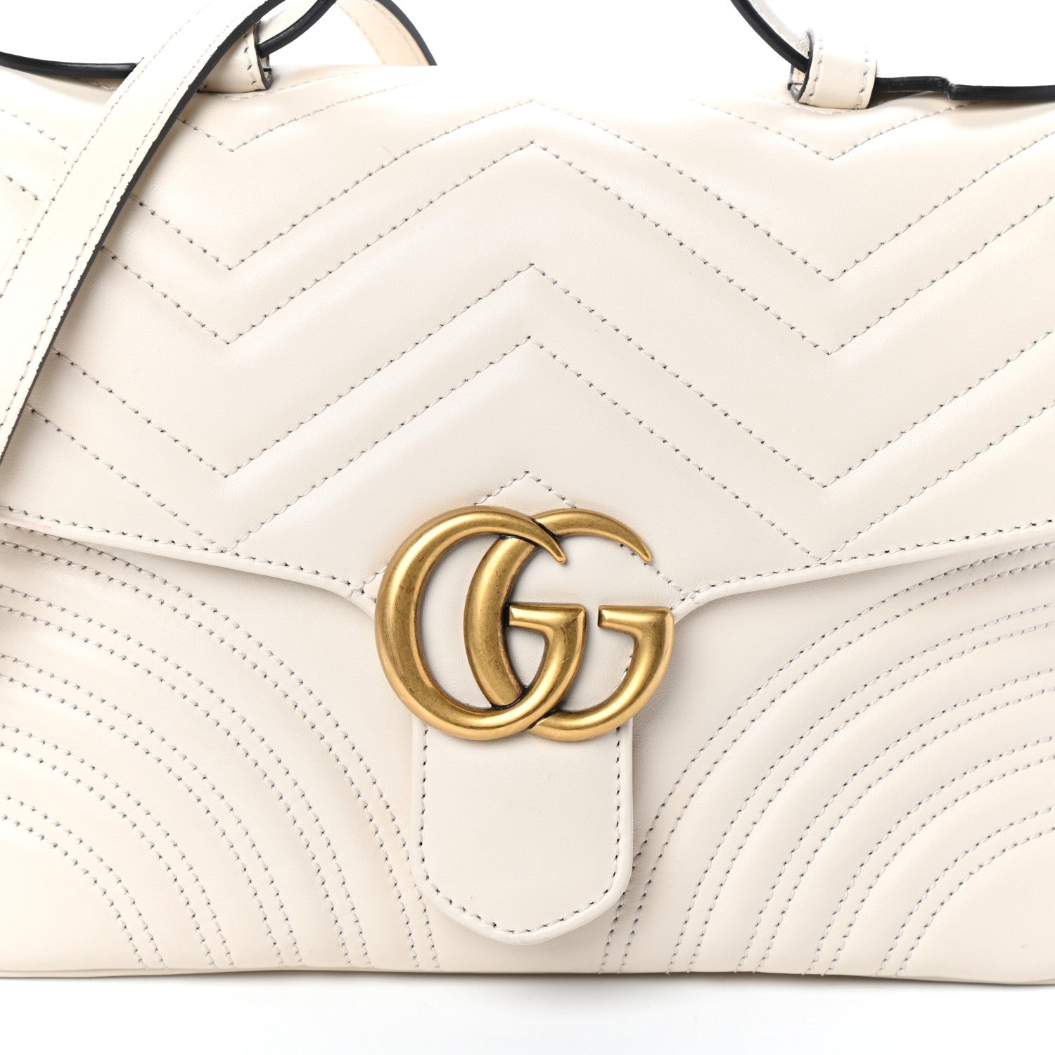 Gucci Calfskin Matelasse Small GG Marmont Top Handle Shoulder Bag White 12 of 12