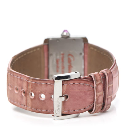 Cartier Stainless Steel Alligator 32mm Tank Divan Quartz Watch Pink 5 of 6