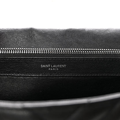 Saint Laurent Sheepskin Matelasse Chevron Monogram Large College Satchel Black 6 of 9