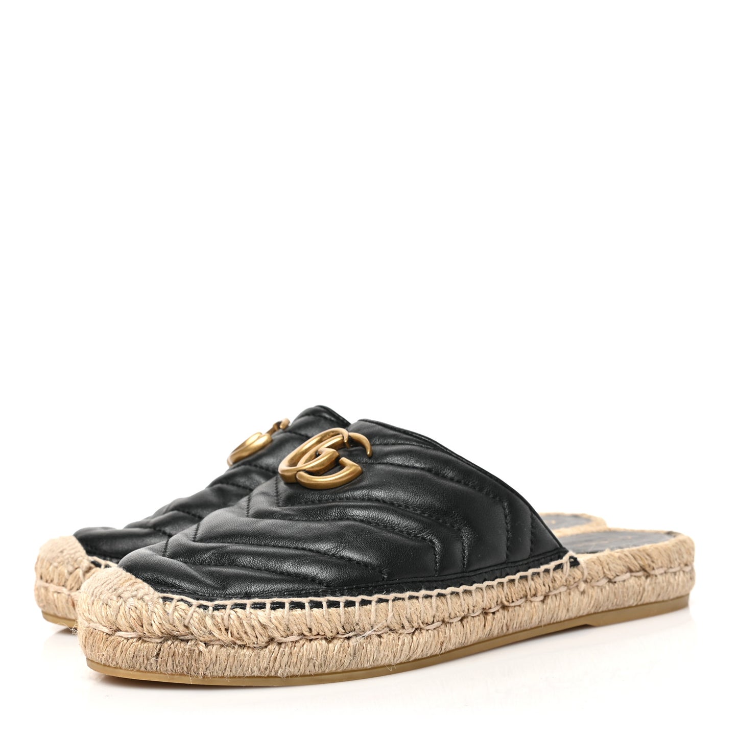 Nappa Matelasse GG Marmont Espadrille Slippers 37.5 Black