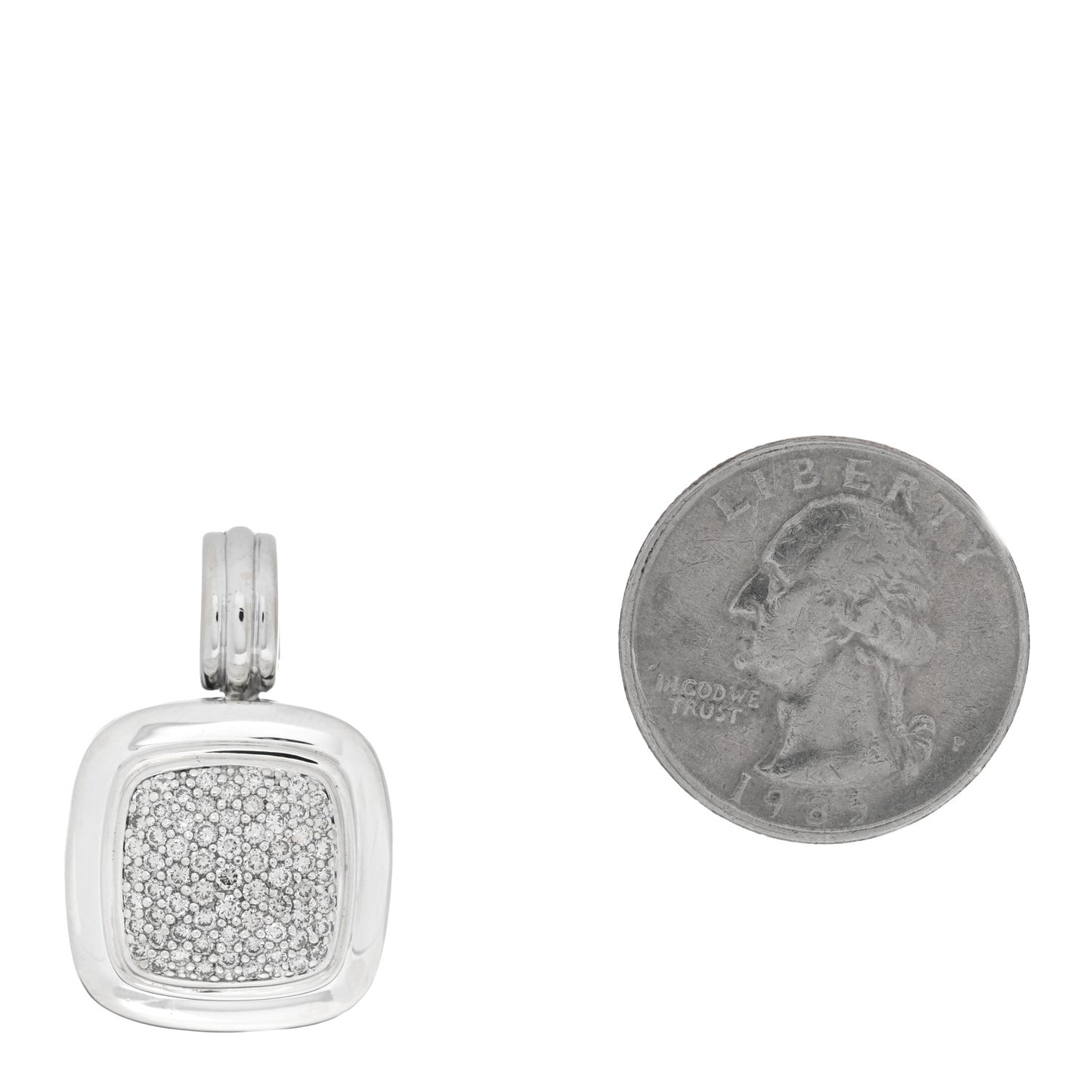 Sterling Silver 18K White Gold Diamond 14mm Albion Pendant