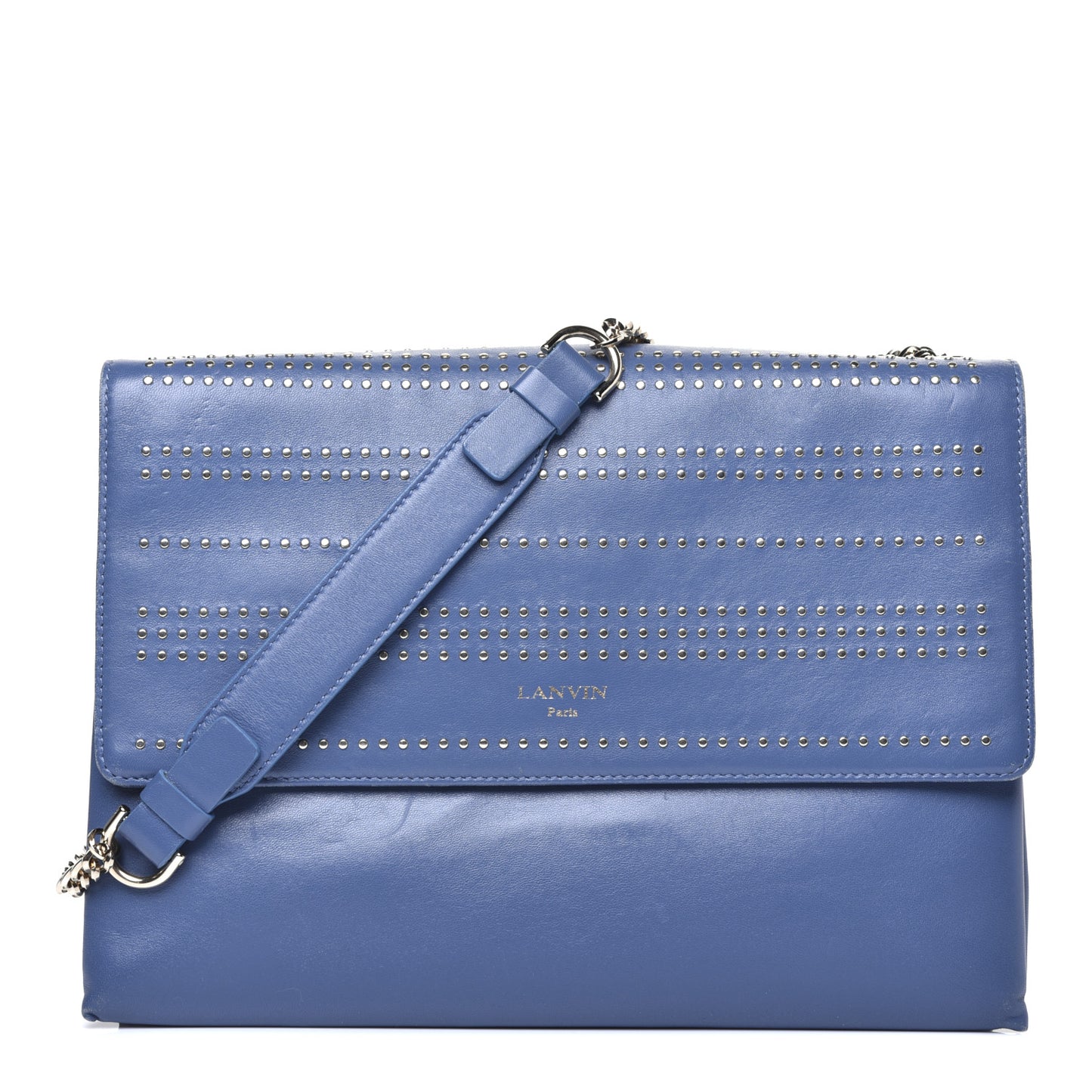 Lambskin Studded Medium Sugar Flap Shoulder Bag Blue