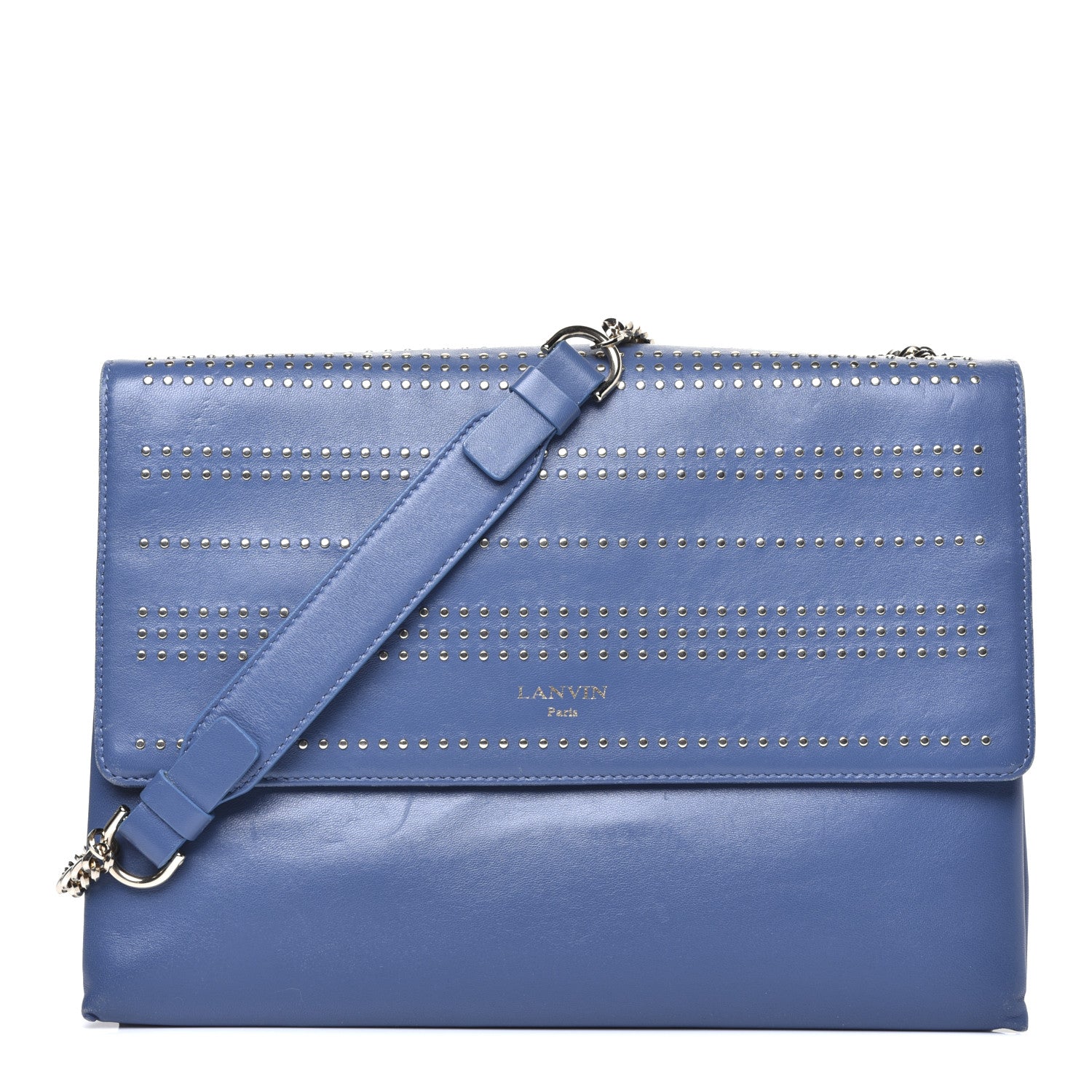 Lanvin Lambskin Studded Medium Sugar Flap Shoulder Bag Blue 1 of 10
